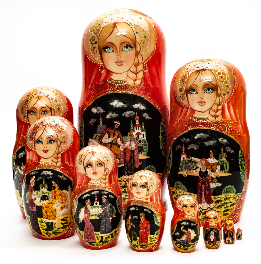 300mm Russian Fairytale hand painted Matryoshka round Doll 5pcs (by Golden Cockerel)
