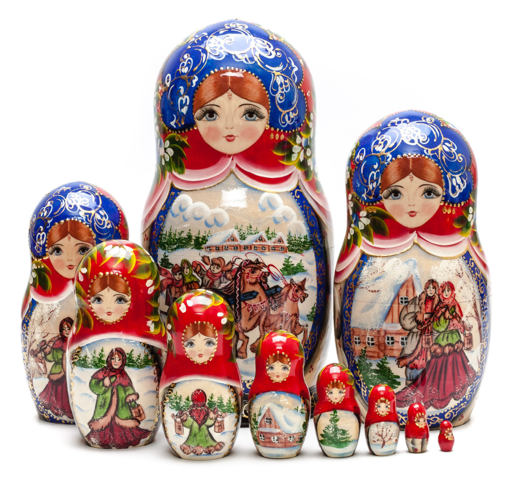 Shop Exclusive Nesting Dolls 260 mm Russian Troika handpainted Wooden Matryoshka Doll 10 pcs (by Sheherazade) online at Skazka.site | Eligible for fast shipping and free returns. 260 mm Russian Troika handpainted Wooden Matryoshka Doll 10 pcs (by Sheherazade)