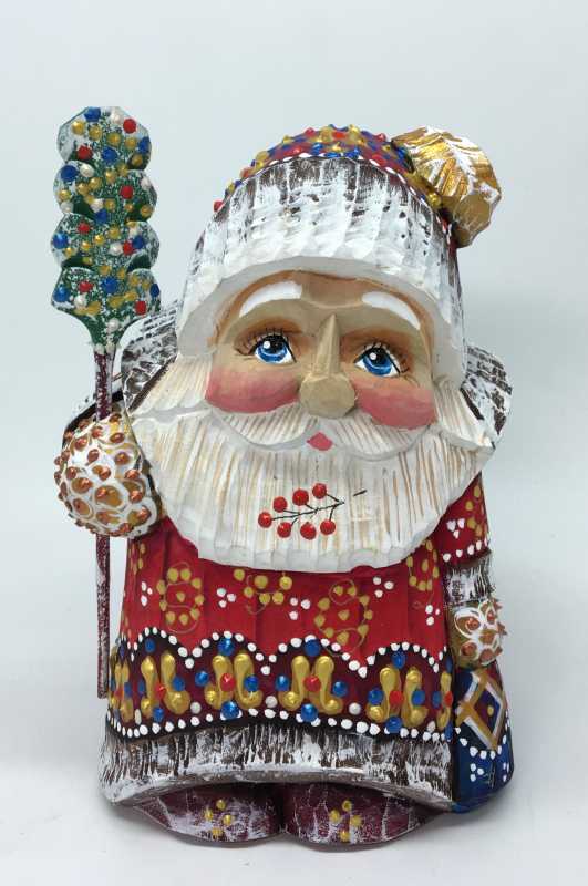 140 mm Santa Claus hand carved and painted wooden statue (by Natalia Workshop)