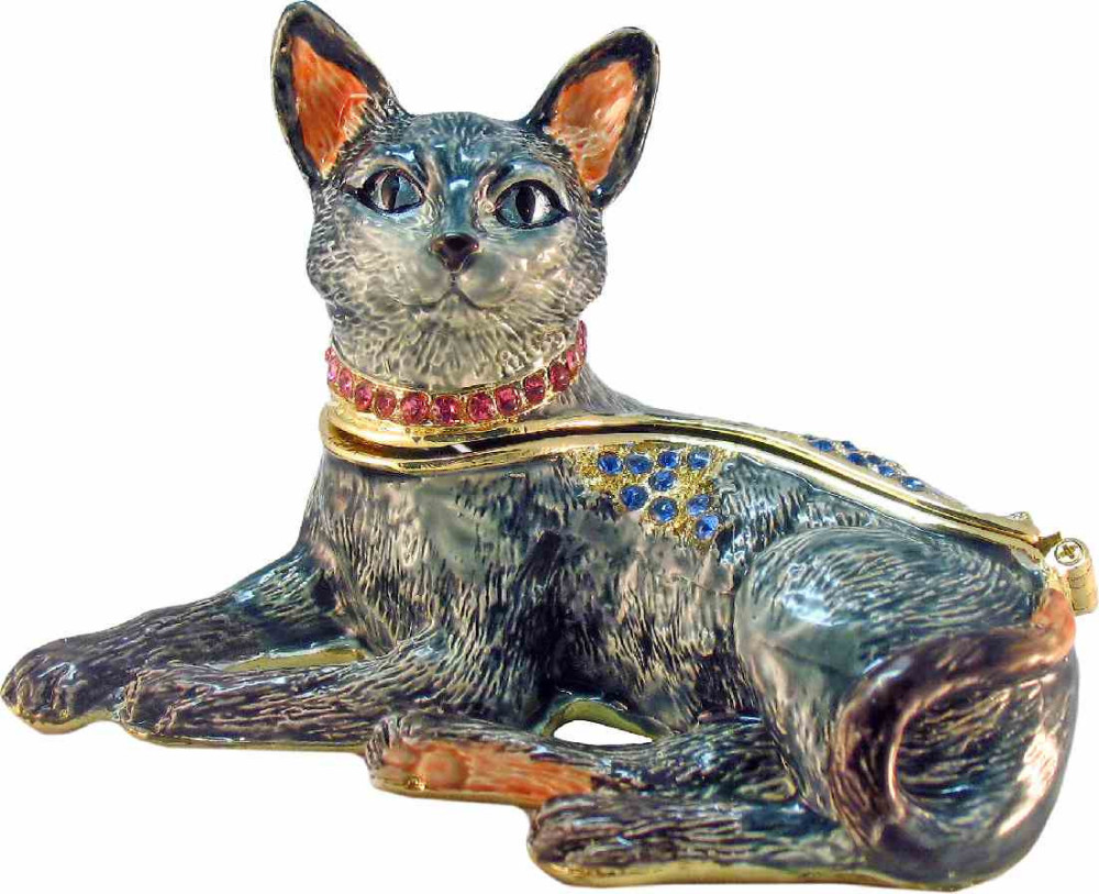 Шкатулка "Синий кот" со стразами, цвет синий