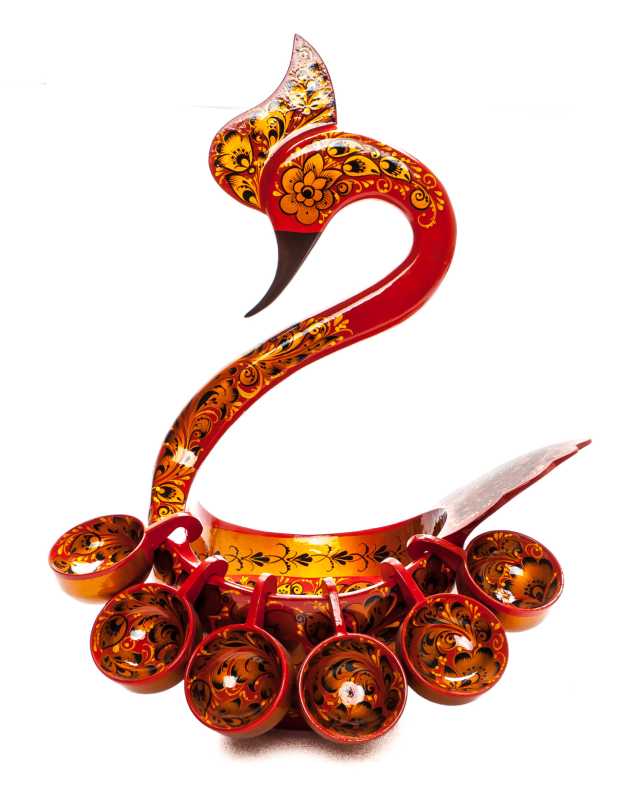 185x265 mm Duck Khokhloma hand painted wooden Ladle for Wine with small Ladles