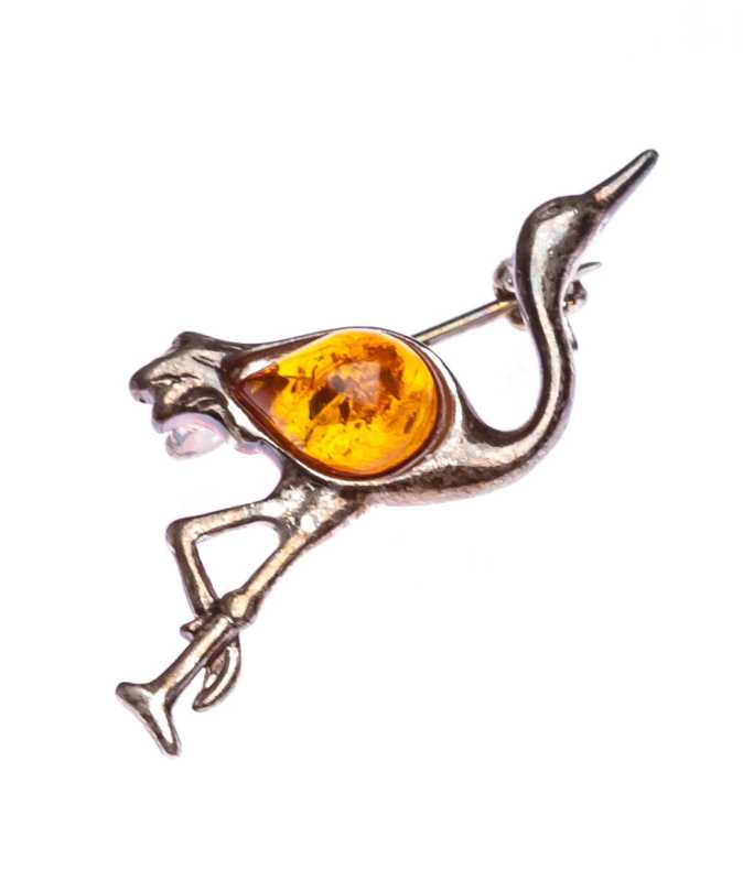 2 g Heron Baltic Amber Brooch