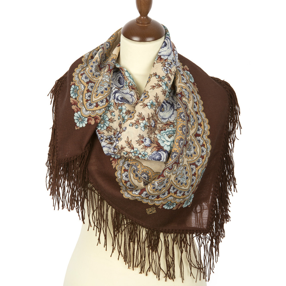 Shop Woolen Scarves with Woolen Fringe 89x89 cm 89x89 cm Gentle evening Woolen Shawl with Woolen Fringe Pavlovo Posad Manufactory online at Skazka.site | Eligible for fast shipping and free returns. 89x89 cm Gentle evening Woolen Shawl with Woolen Fringe Pavlovo Posad Manufactory