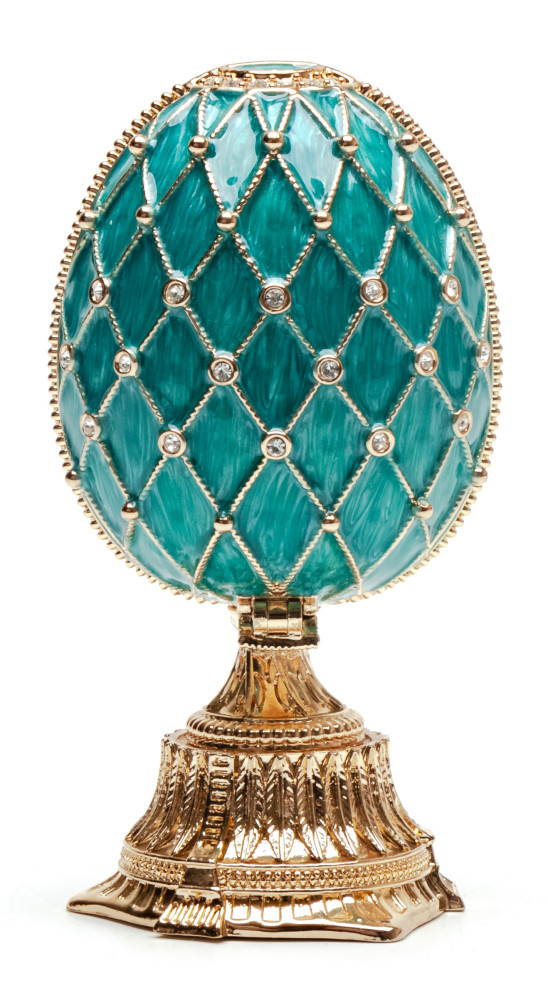 90 mm Light Blue Lattice Easter Egg with the Basket