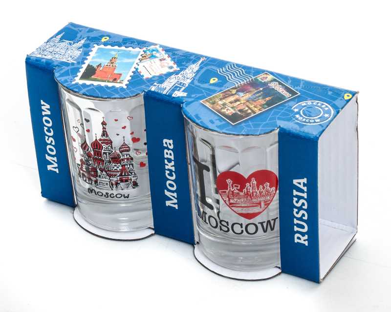 50 ml I Love Moscowl Decal Shot Glass set of 2 pcs (by AKM Gifts)