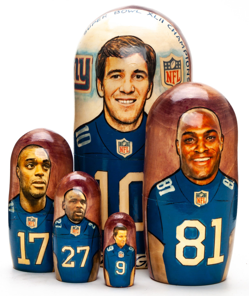 180mm Manning from New York Giants Hand Painted Matryoshka Doll 5 pcs (by Konstantin Studio)