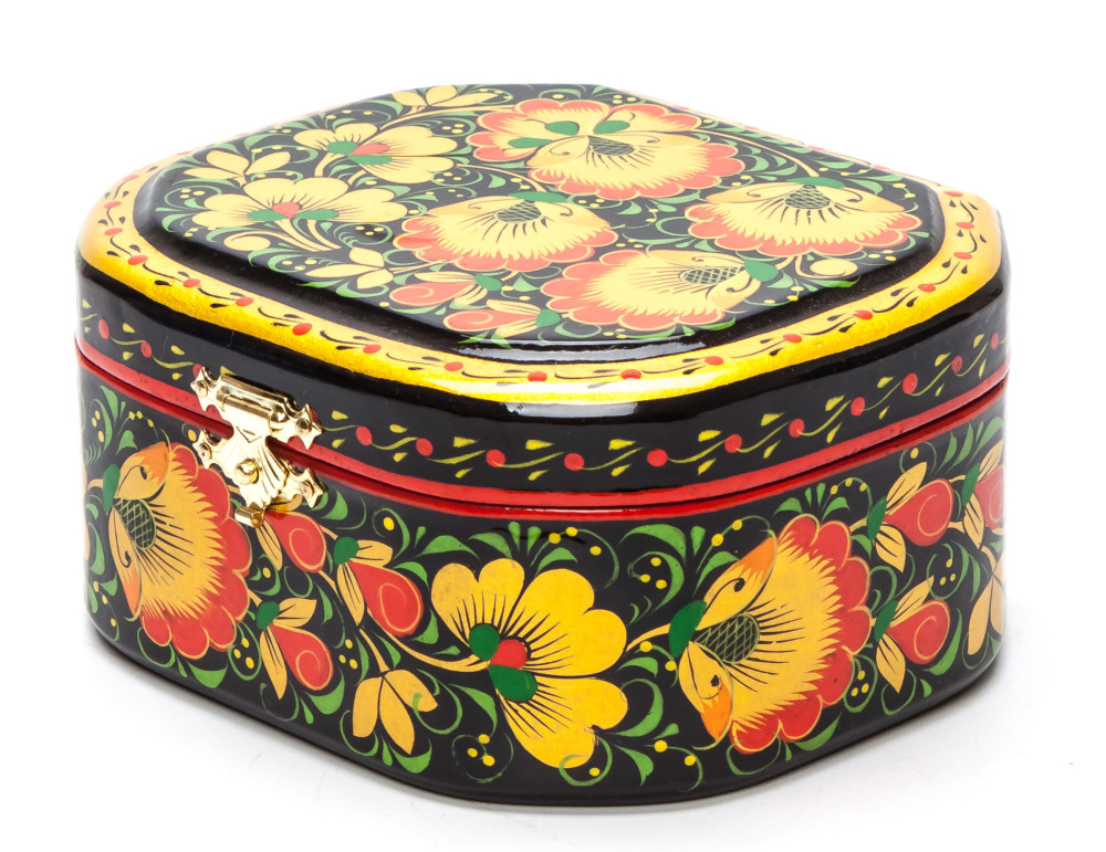 120x100 mm Khokhloma Painting Jewellery Wooden Box