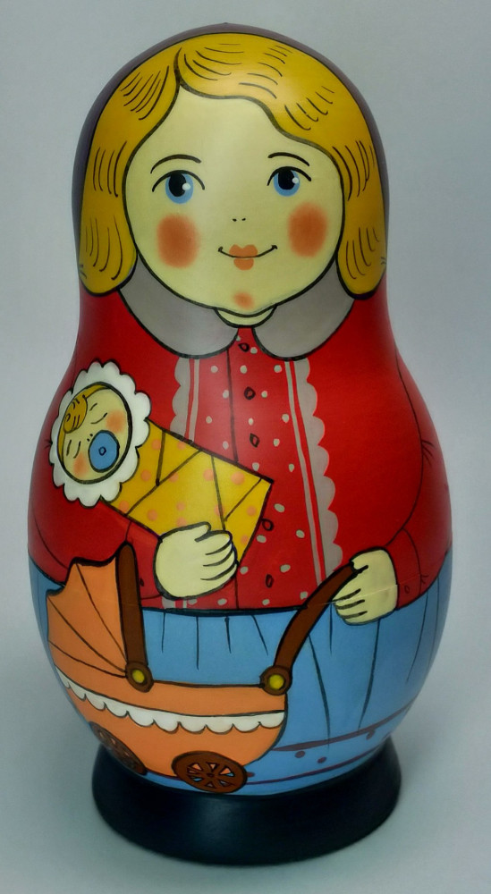 Shop Exclusive Nesting Dolls 125 mm Mistress with Baby hand painted Traditional Russian Wooden Matryoshka doll 5 pcs (by Igor Malyutin) online at Skazka.site | Eligible for fast shipping and free returns. 125 mm Mistress with Baby hand painted Traditional Russian Wooden Matryoshka doll 5 pcs (by Igor Malyutin)