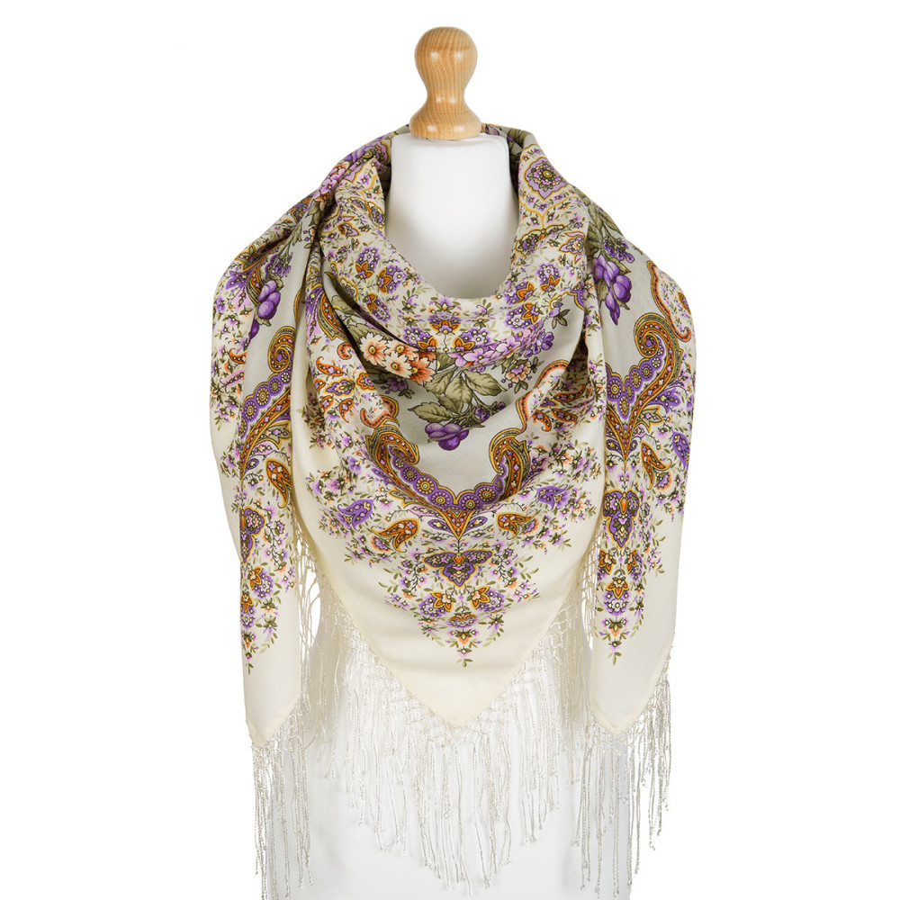 Shop Double-Thread Woolen Yarn Scarves with Knitted Silk Fringe 135x135 cm Платок «Феерия» online at Skazka.site | Eligible for fast shipping and free returns. Платок «Феерия»
