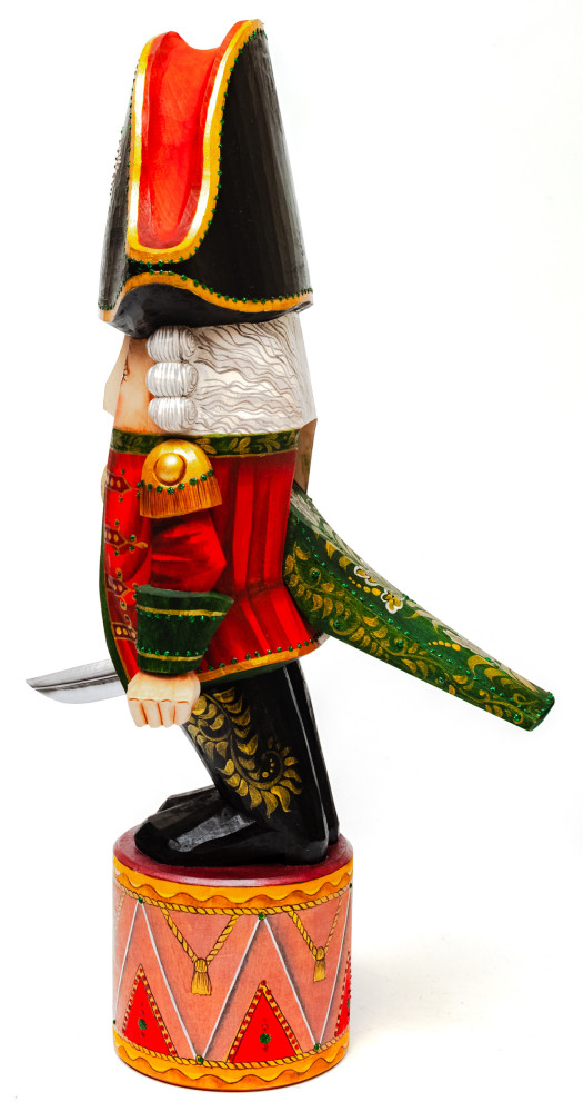 290 mm Nutcraker Hand Carved and Painted Wooden Statue with Saber (be Sergey Christmas Workshop)