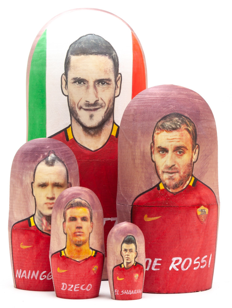 180mm Francesco Totti from Roma Hand Painted Matryoshka Doll 5 pcs (by Konstantin Studio)