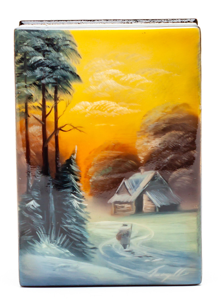 50x70mm Russian Winter Hand Painted Jewellery Box (by Tatiana Shkatulka Crafts)