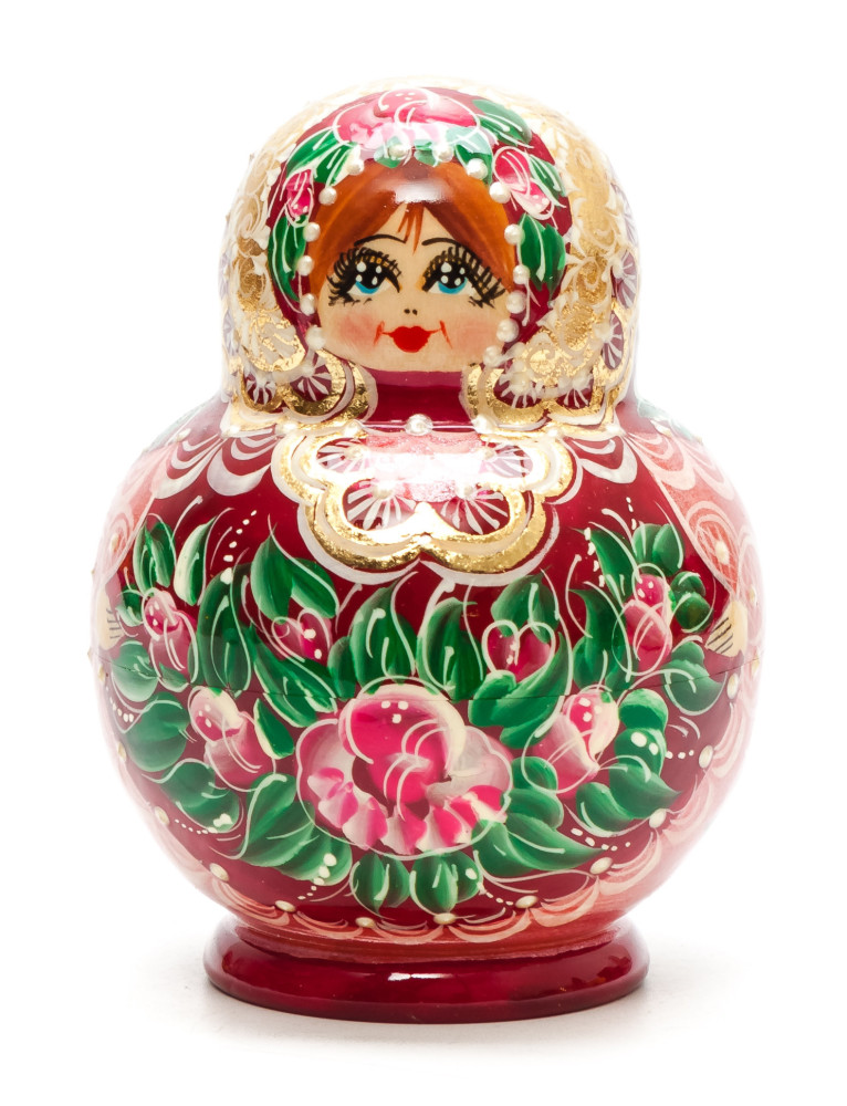 120 mm Maiden with Flowers hand painted on Wooden Matryoshka round doll 10 pcs (by Irina North) 