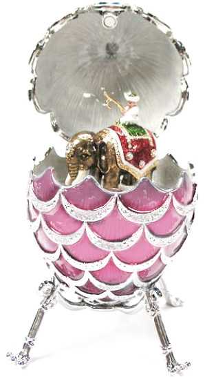 92 mm Pink Pine Cone with Elephant inside Easter Egg