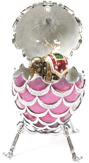 92 mm Pink Pine Cone with Elephant inside Easter Egg