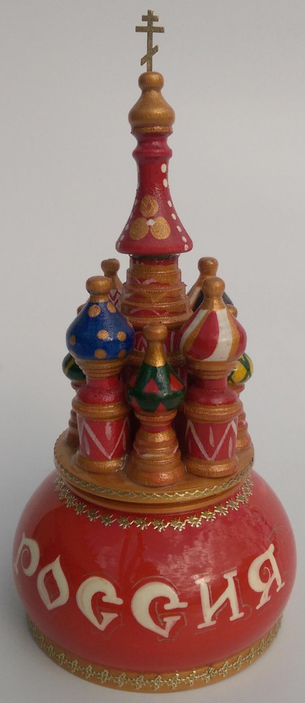 190 mm Saint Basil's Cathedral hand painted Wooden Music Box (by Nightingale Crafts)