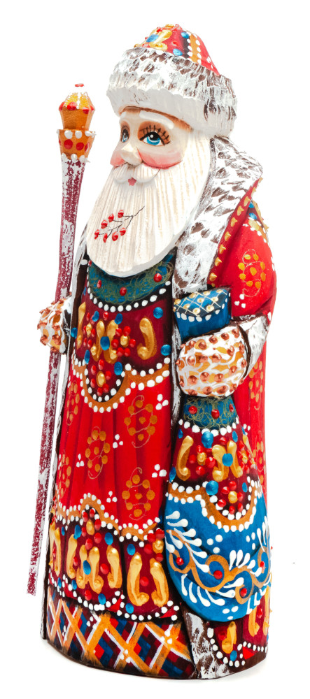 170 mm Santa Claus hand carved and painted wooden figure with a Bag of Gifts (by Natalia Workshop)