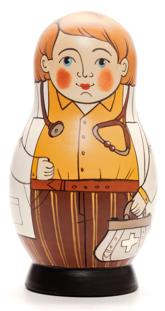 Shop Exclusive Nesting Dolls 125 mm Doctor hand painted Traditional Russian Wooden Matryoshka doll 5 pcs (by Igor Malyutin) online at Skazka.site | Eligible for fast shipping and free returns. 125 mm Doctor hand painted Traditional Russian Wooden Matryoshka doll 5 pcs (by Igor Malyutin)