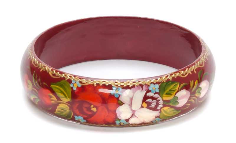 80x20 mm Zhostovo Hand Painted Bracelet (by Lada Workshop)