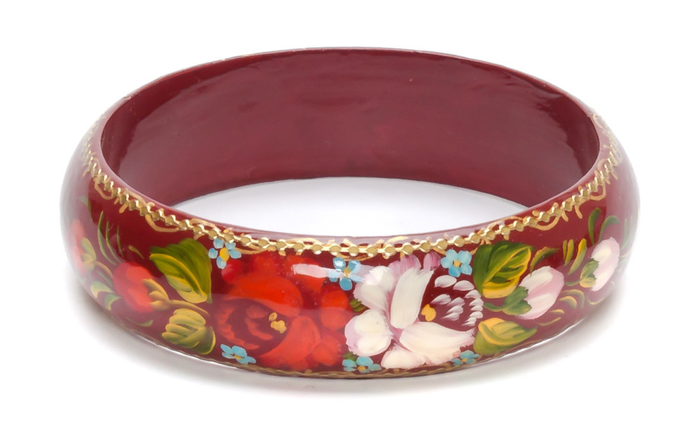 80x20 mm Zhostovo Hand Painted Bracelet (by Lada Workshop)