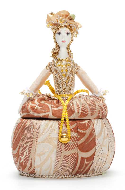 Girl in a Little Hat and Nice Dress Jewelry Box (hand-sewn Doll by Le Russe)