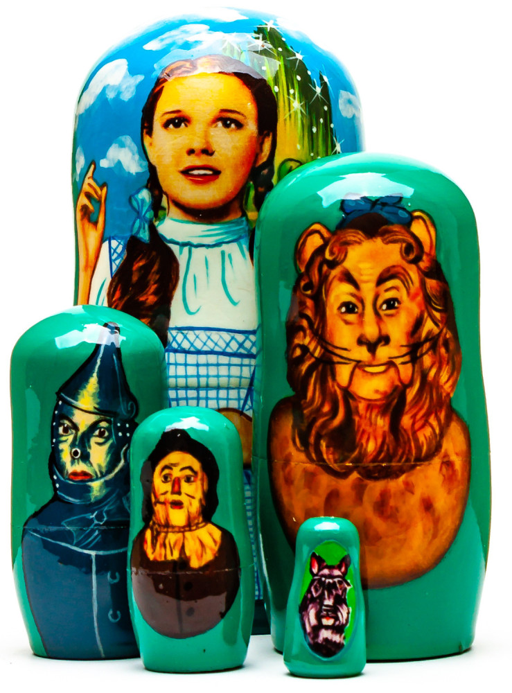 110 mm The Wizard of Oz Hand Painted Matryoshka Doll 5 pcs (by Konstantin Crafts)