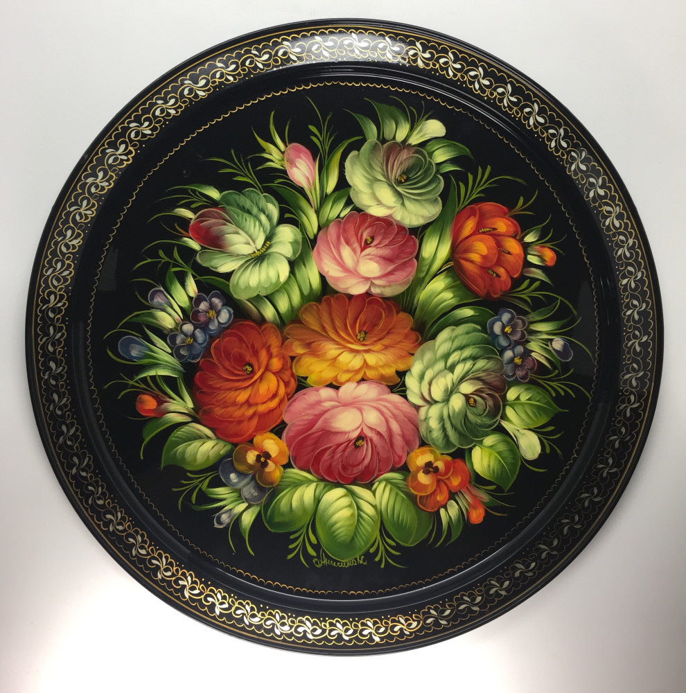 Zhostovo Hand Painted Metal Tray