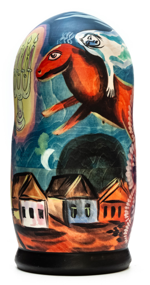 180 mm Nocturne by Chagall hand painted on wooden Matryoshka doll 5 pcs (by Alexander Famous Paintings Studio)