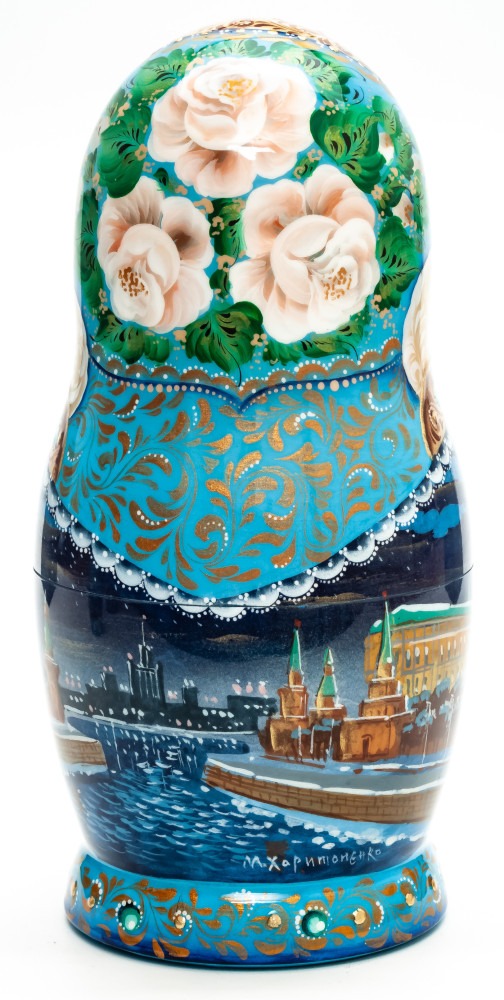 180 mm Moscow Kremlin hand painted wooden Matryoshka doll 5 pcs (by A Studio)