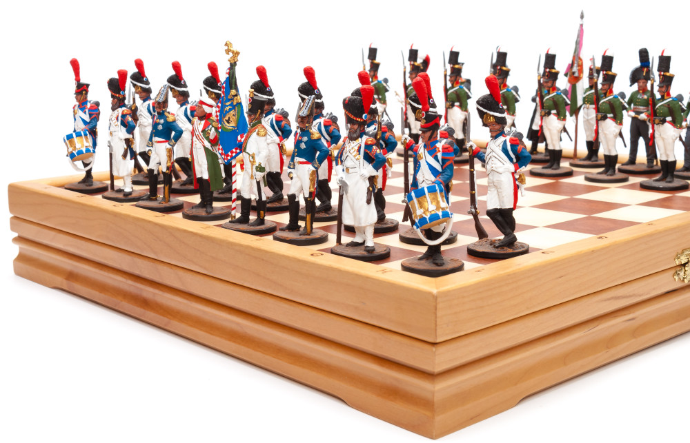370x370 mm French Invasion of Russia handpainted figures on wooden Chess Board (by Fyodor Chess Studio)