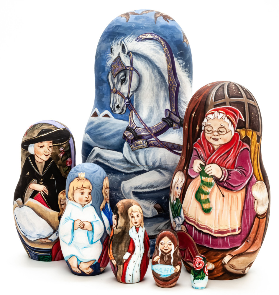 Shop Exclusive Nesting Dolls 180mm The Snow Queen hand painted Matryoshka round Doll 5pcs (by Golden Cockerel) online at Skazka.site | Eligible for fast shipping and free returns. 180mm The Snow Queen hand painted Matryoshka round Doll 5pcs (by Golden Cockerel)