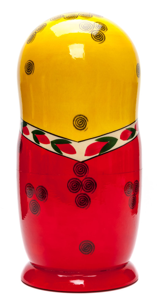 230 mm Yellow Head Semenovskaya handpainted wooden Matryoshka Doll 9 pcs (by Ivan Studio)