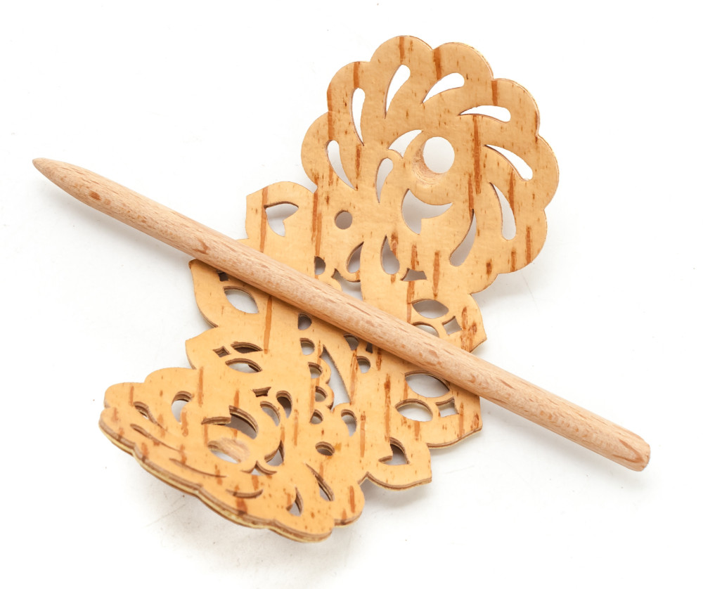 60x120 mm Patterns hand made Birchbark Hair Clip (by Maxim Birch)