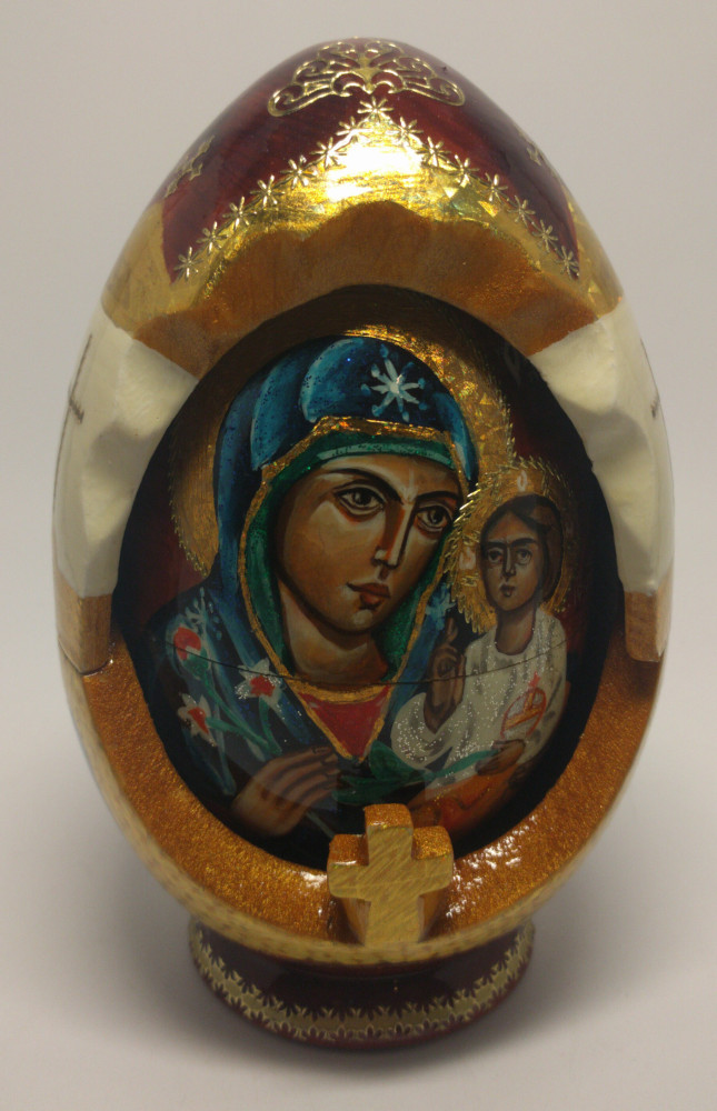 160 mm Unfading Flower Godmother Icon hand painted and carved wooden Matryoshka doll 5 pcs ( by Ludmila Icon Paintings )