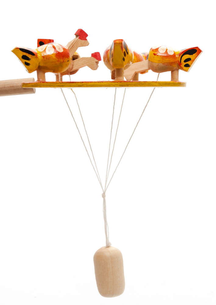 200x140 mm Pecking Chicken Hand Carved and Painted Russian Wooden Toy (by Bogorodskoe Studio)