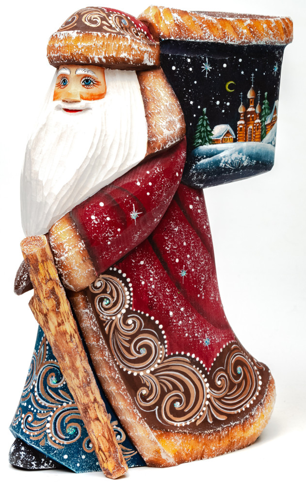 180 mm Running Santa Claus with Staff and Bag of Gifts (by Sergey Christmas Workshop)