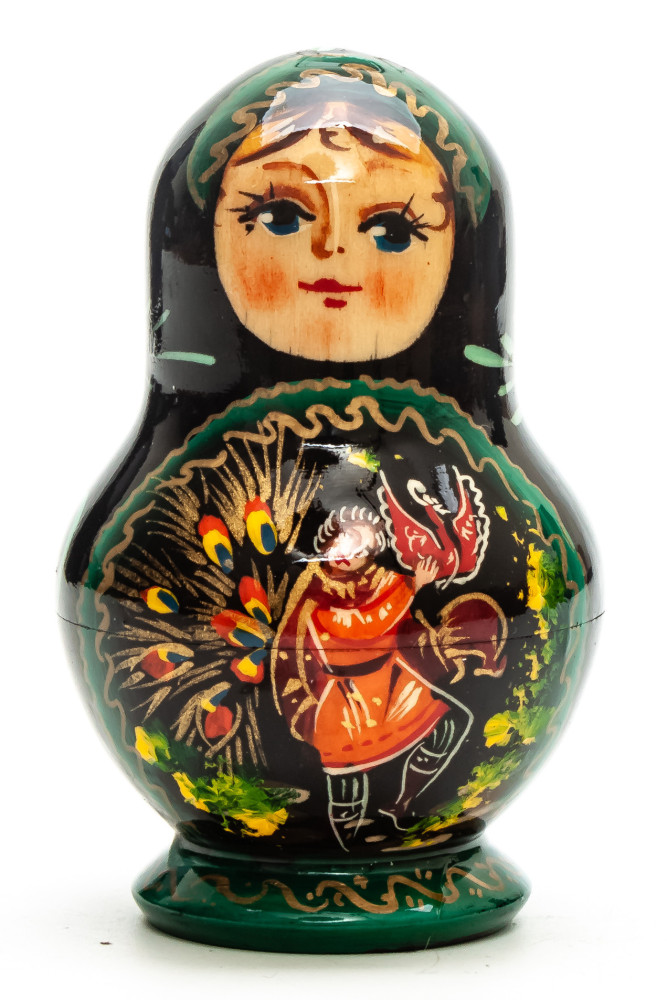 80 mm Firebird hand painted on Wooden Matryoshka doll 5 pcs (by Skazka)