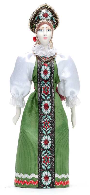 270 mm Russian Girl Doll in a Traditional Dress Porcelain Statue (by Le Russe)