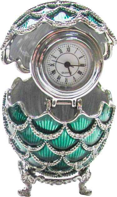 57 mm Green Pine Cone with Clock inside Easter Egg