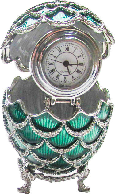 57 mm Green Pine Cone with Clock inside Easter Egg