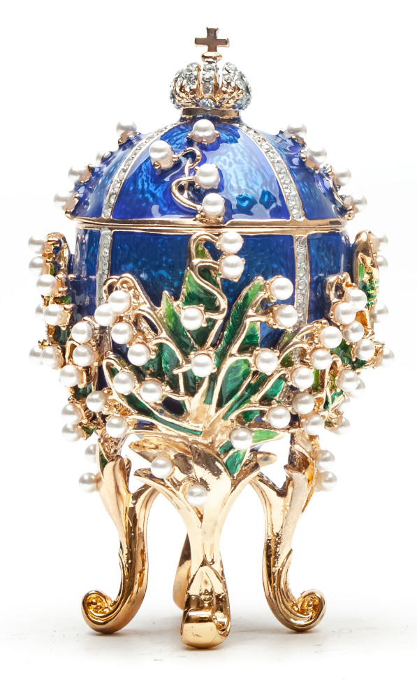 90 mm The Lilies of the Valley Dark Blue Easter Egg