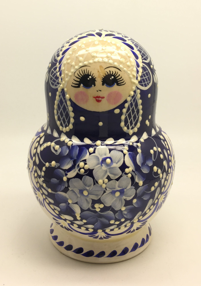 Gzhel Hand Painted Matryoshka Doll 10pcs