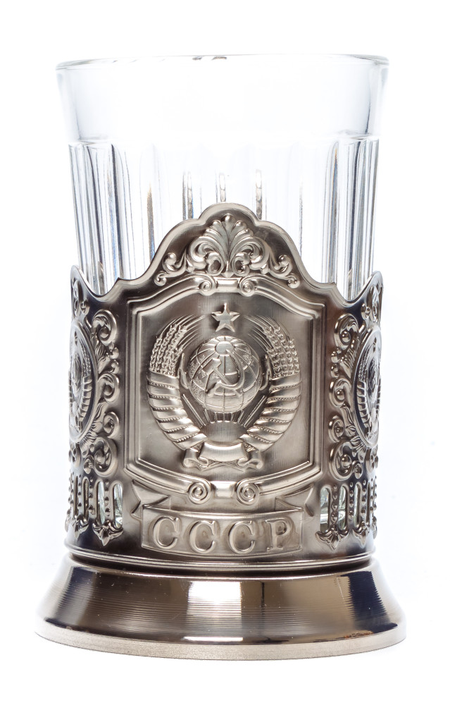 State Emblem of USSR Nickel Plated Brass Tea Glass Holder (by Kolchugino)