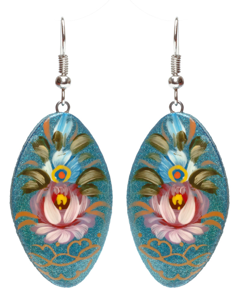 20x35mm Zhostovo wooden Earrings (by Lada Workshop)
