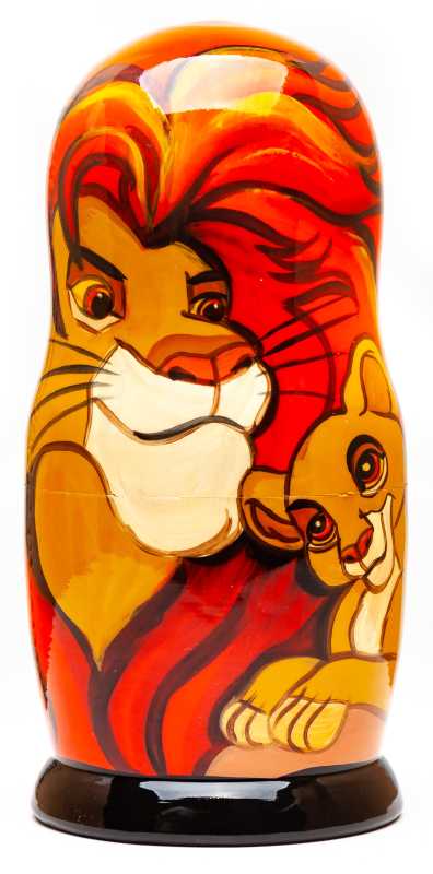 180mm Lion King Hand Painted Matryoshka Doll 5 pcs (by Konstantin Studio)