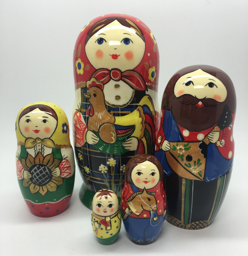 Shop Exclusive Nesting Dolls 180 mm Russian Girl plays with Chicken hand painted wooden Matryoshka doll 5 pcs (by A Studio) online at Skazka.site | Eligible for fast shipping and free returns. 180 mm Russian Girl plays with Chicken hand painted wooden Matryoshka doll 5 pcs (by A Studio)