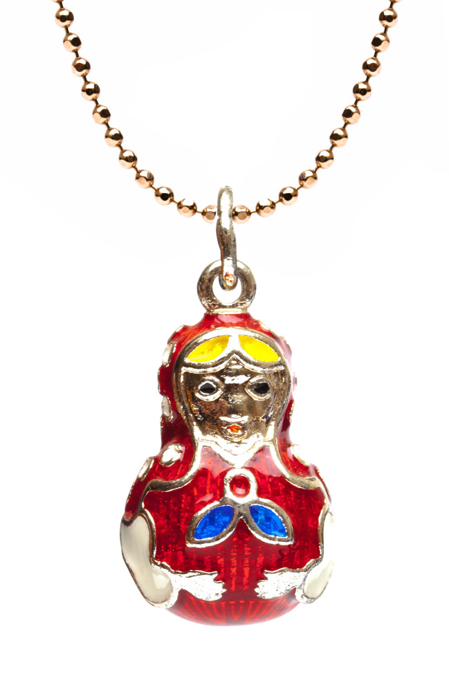 Matryoshka Enamel Egg Pendant