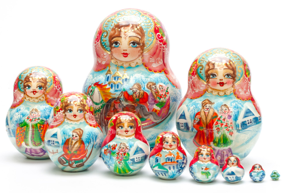 Shop Exclusive Nesting Dolls 140mm Russian Winter hand painted Matryoshka round doll 10pcs online at Skazka.site | Eligible for fast shipping and free returns. 140mm Russian Winter hand painted Matryoshka round doll 10pcs