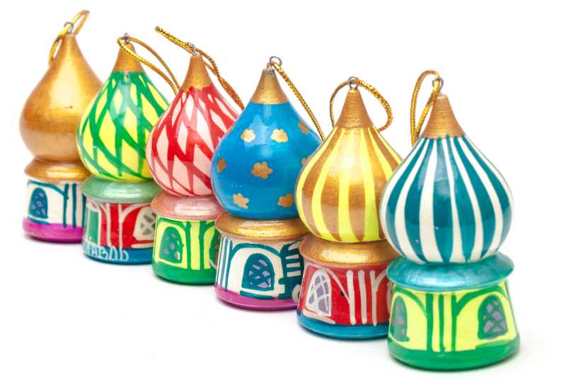 220x70 mm Moscow Domes Russian Christmas Tree Ornaments set of 6 pcs (by Andrey Studio)
