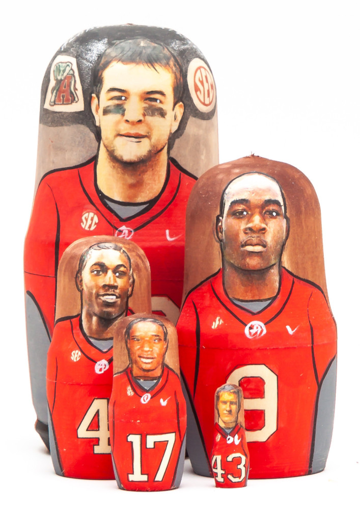 100mm A.J.McCarron from Alabama Crimson Hand Painted Matryoshka Doll 5 pcs (by Konstantin Studio)